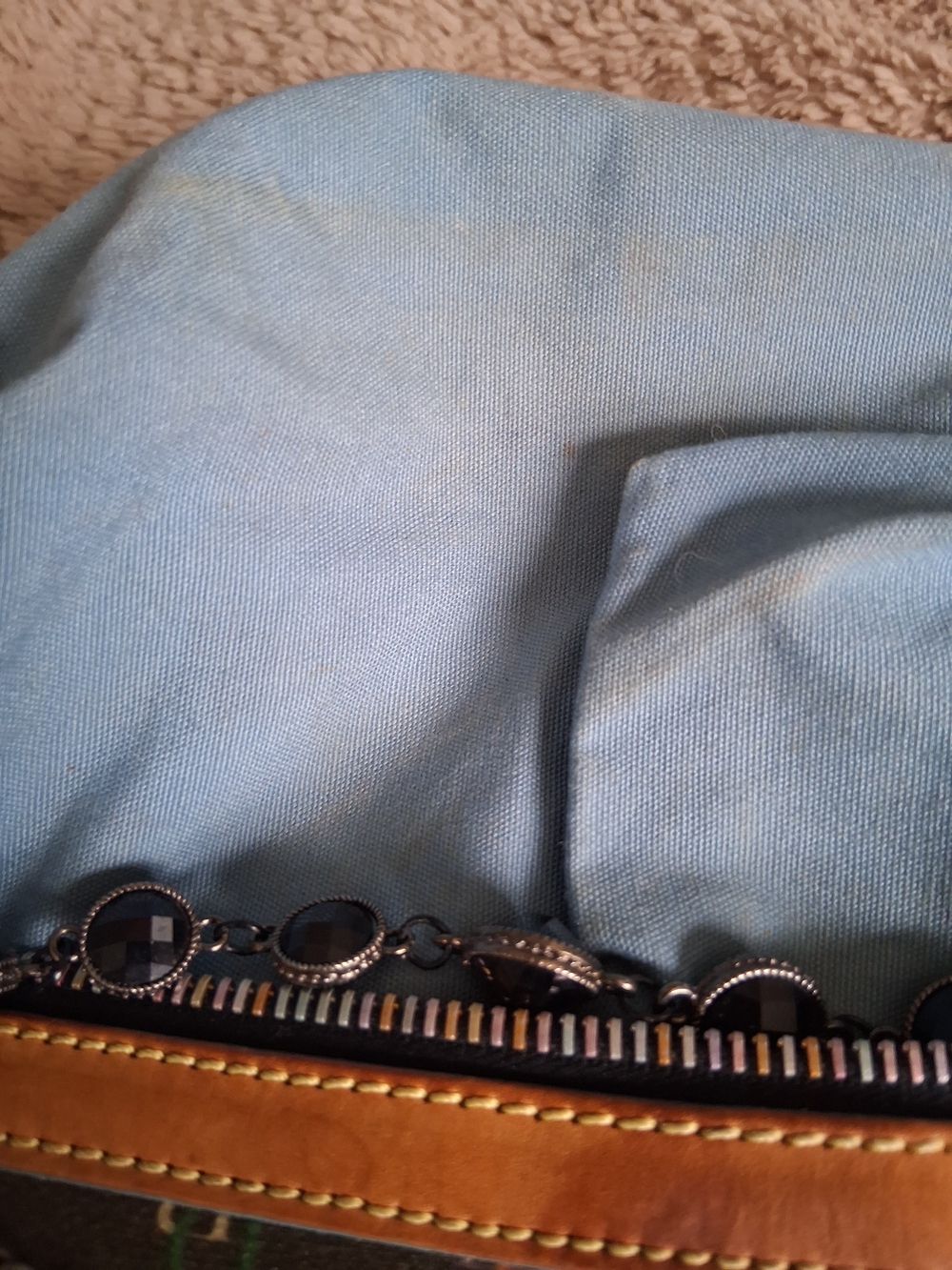 Dooney & Bourke Brown Logo Shoulder Bag with Tan Trim and Chain Detail - Picture 10 of 16